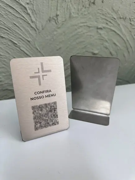 Placa de Identificação de Mesa - Inox 9,5x6cm