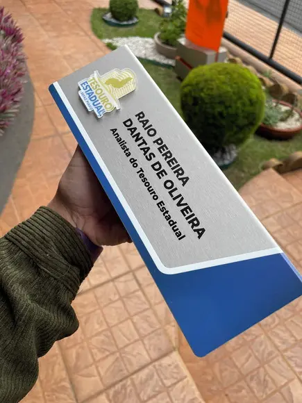 Placa de Identificação de Mesa - Inox e Acrílico 25x8