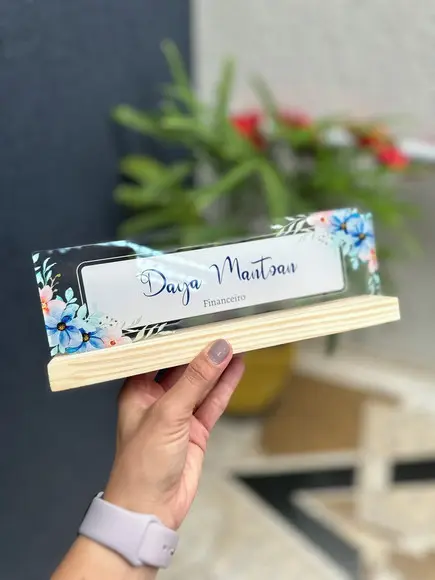Placa de Identificação de Mesa - mdf e Acrílico 26x6,5
