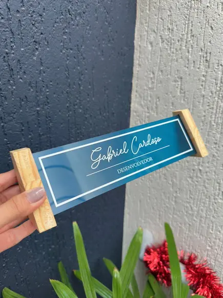 Placa de Identificação de Mesa - mdf e Acrílico 26x6,5