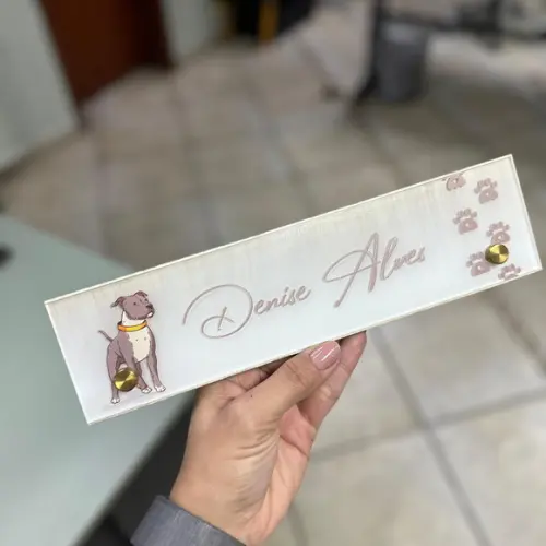 Placa de Identificação de Mesa - mdf e Acrílico 26x6,5
