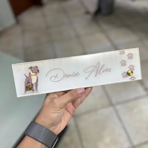 Placa de Identificação de Mesa - mdf e Acrílico 26x6,5