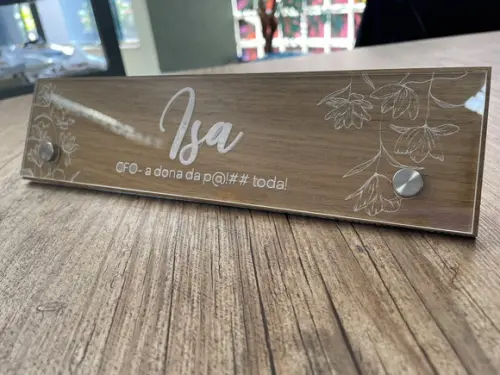 Placa de Identificação de Mesa - mdf e Acrílico 26x6,5