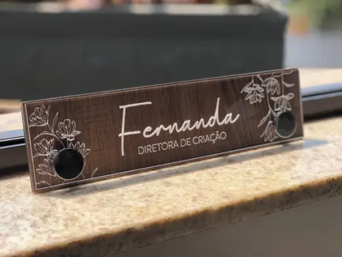 Placa de Identificação de Mesa - mdf e Acrílico 26x6,5
