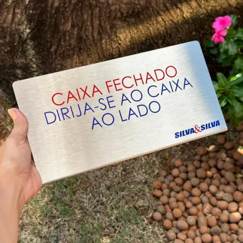 Placa de Identificação de Mesa Personalizada - Inox 15x30