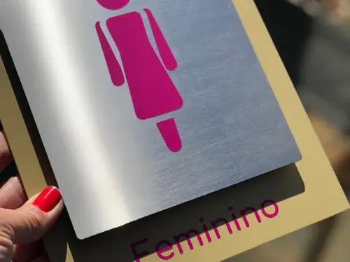 Placa de Identificação de Sala - Ágata Inox 18x22