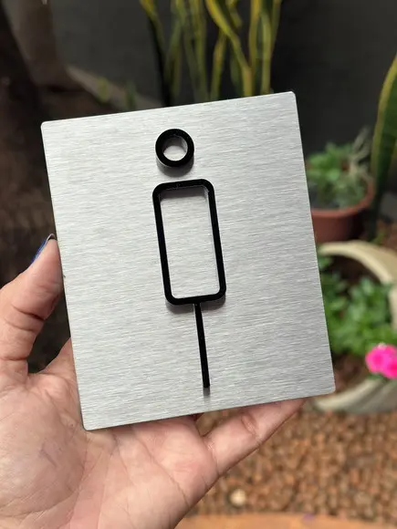 Placa de Identificação de Sala - Caulim 10x12 Inox