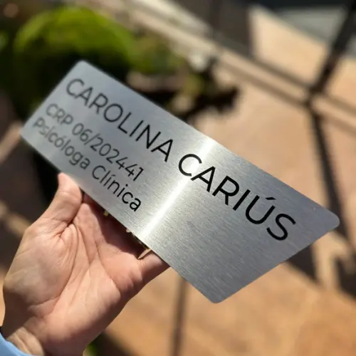 Placa de Identificação de Sala - Caulim 25,5x8 Inox