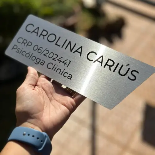 Placa de Identificação de Sala - Caulim 25,5x8 Inox