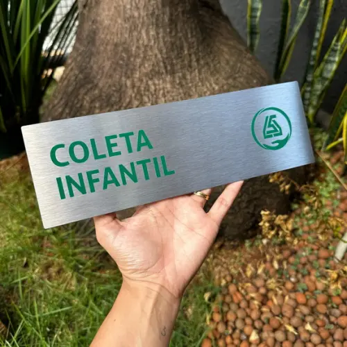 Placa de Identificação de Sala - Caulim 30x10 Inox