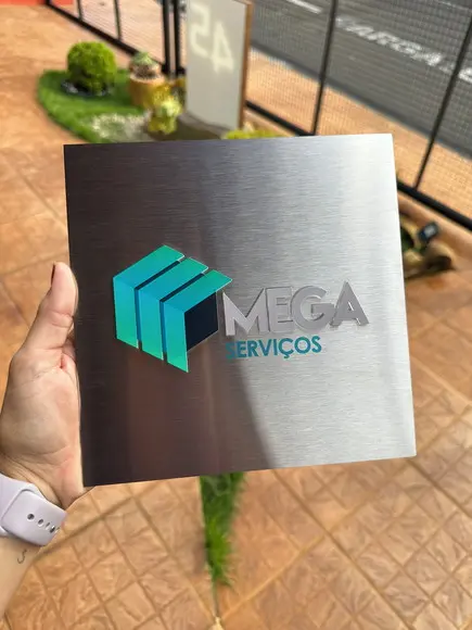 Placa de Identificação de Sala - Inox 19,8x19,8