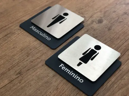 Placa de Identificação de Sala - Modelo Ágata Inox