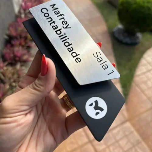 Placa de Identificação de Sala - Modelo Mini Onix Inox