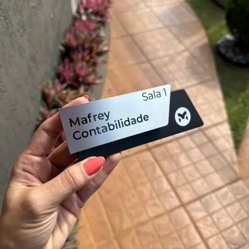 Placa de Identificação de Sala - Modelo Mini Onix Inox