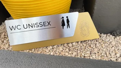 Placa de Identificação de Sala - Modelo Onix Inox