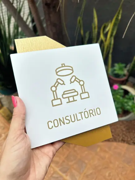 Placa de Identificação de Sala Consultório Modelo Bari 18x14