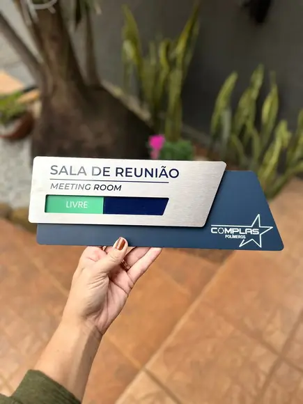 Placa de Identificação de Sala Flag Modelo Onix Inox