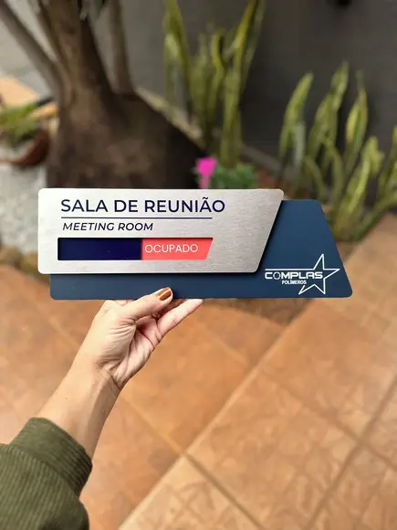 Placa de Identificação de Sala Flag Modelo Onix Inox