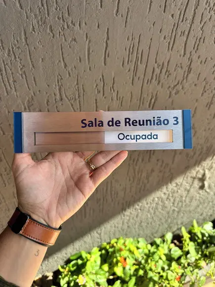 Placa de Identificação de Sala Inox 22x5 + Livre/ocupado