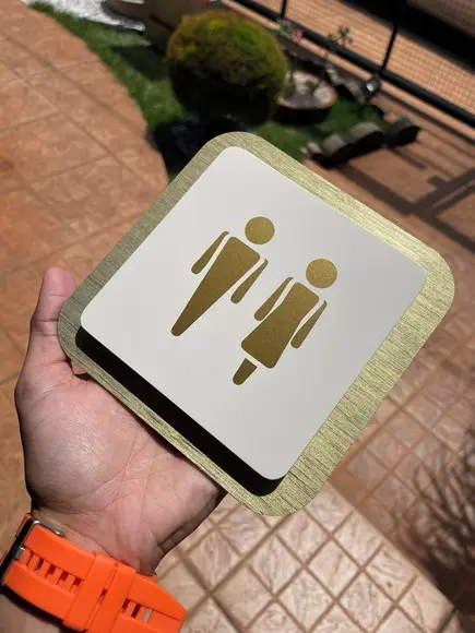 Placa de Identificação de Sala-modelo Quartzo Acrílico 14x14