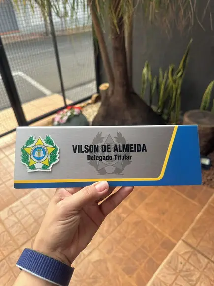 Placa de Identificação Delegado - Inox 25x10