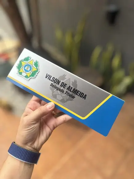 Placa de Identificação Delegado - Inox 25x10