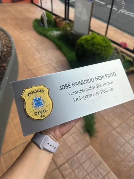 Placa de Identificação Delegado - Inox 25x10