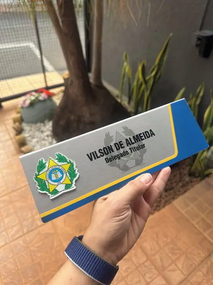 Placa de Identificação Delegado - Inox 25x10