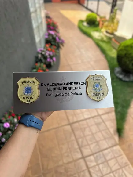 Placa de Identificação Delegado - Inox 25x10