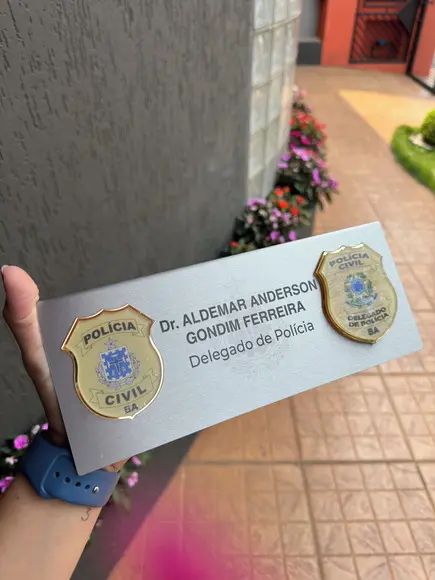 Placa de Identificação Delegado - Inox 25x10