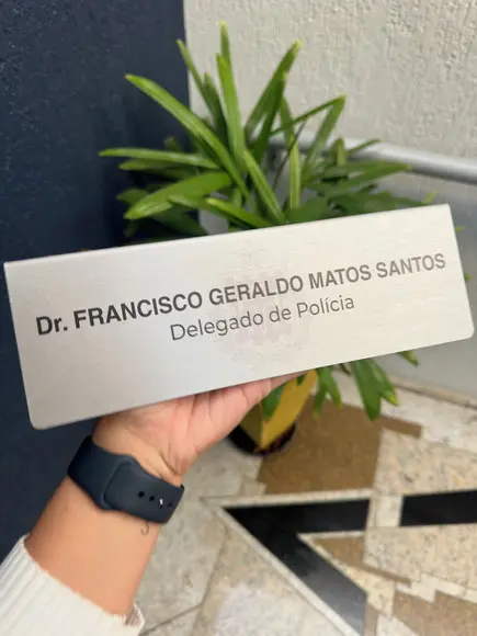 Placa de Identificação Delegado - Inox 25x10