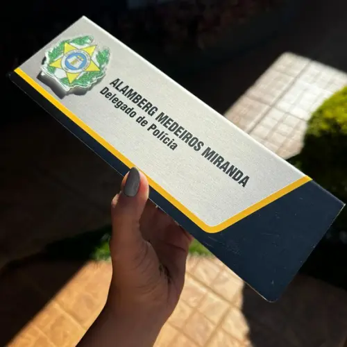 Placa de Identificação Delegado - Inox 25x10