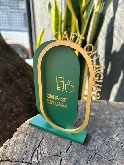Placa de Mesa Café - Personalizada- Café ou Agua