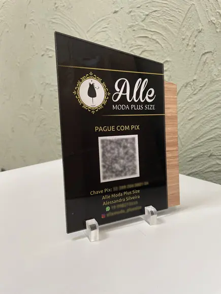 Placa de Pix - Modelo Mini Calcita mdf e Acrílico