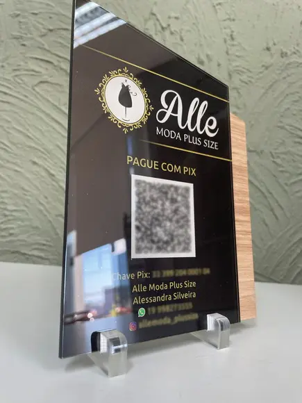 Placa de Pix - Modelo Mini Calcita mdf e Acrílico