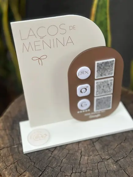 Placa de Pix com Tag Nfc - Personalizada 3 - Laços de Menina