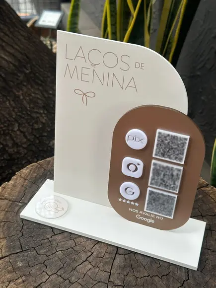 Placa de Pix com Tag Nfc - Personalizada 3 - Laços de Menina