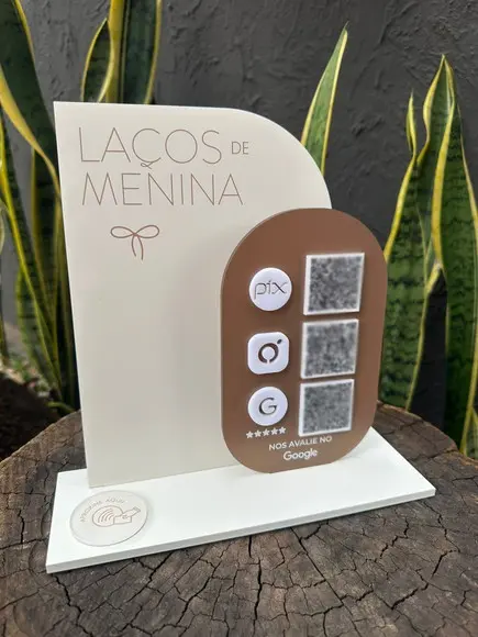 Placa de Pix com Tag Nfc - Personalizada 3 - Laços de Menina