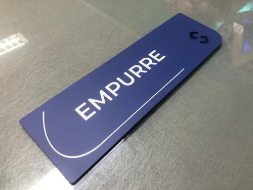 Placa de Sinalização - Puxe - Empurre - Modelo Caulim 31x9