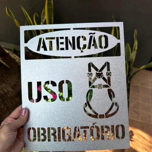 Placa em Alumínio Decalque Obrigatório Uso de Cinto Stencil