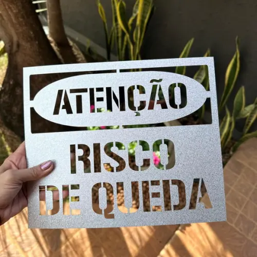 Placa em Alumínio para Decalque Risco de Queda Stencil