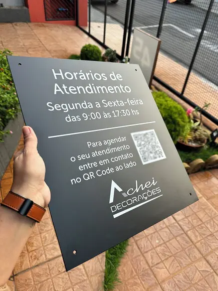 Placa Horário de Atendimento em Acm - 35x40