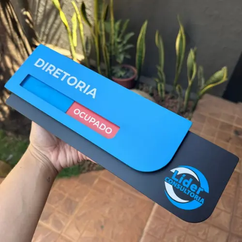 Placa Identificação de Sala - Modelo Ametista Flag