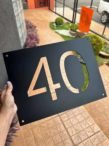 Placa Residencial Algarismo Vazado - Número Casa 40x30