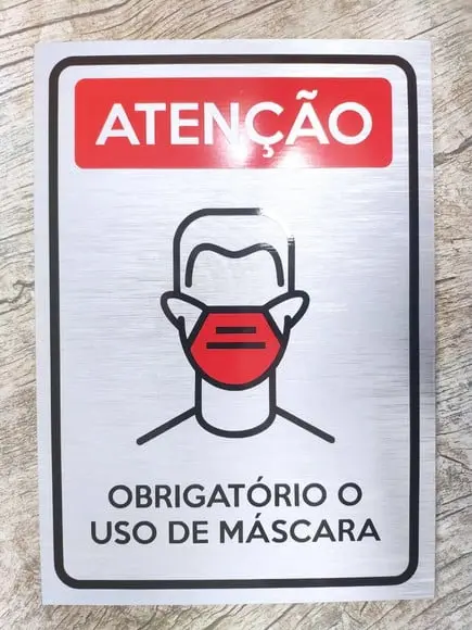 Placa Uso Obrigatório de Máscara