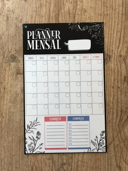 Planner Mensal Magnético para Geladeira