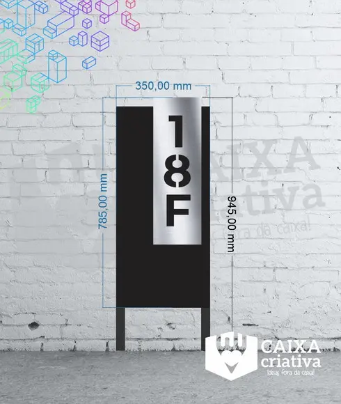 Totem Residencial Acm com Inox - 35x78,5 Pé para Jardim