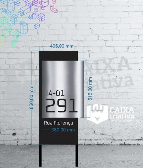 Totem Residencial Acm com Inox - 40,5x85 Pé para Jardim