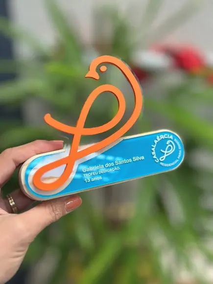 Troféu de Homenagem em Acrílico e Pinnus