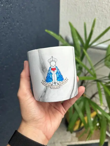 Vaso de Cerâmica com Adesivo Transfer